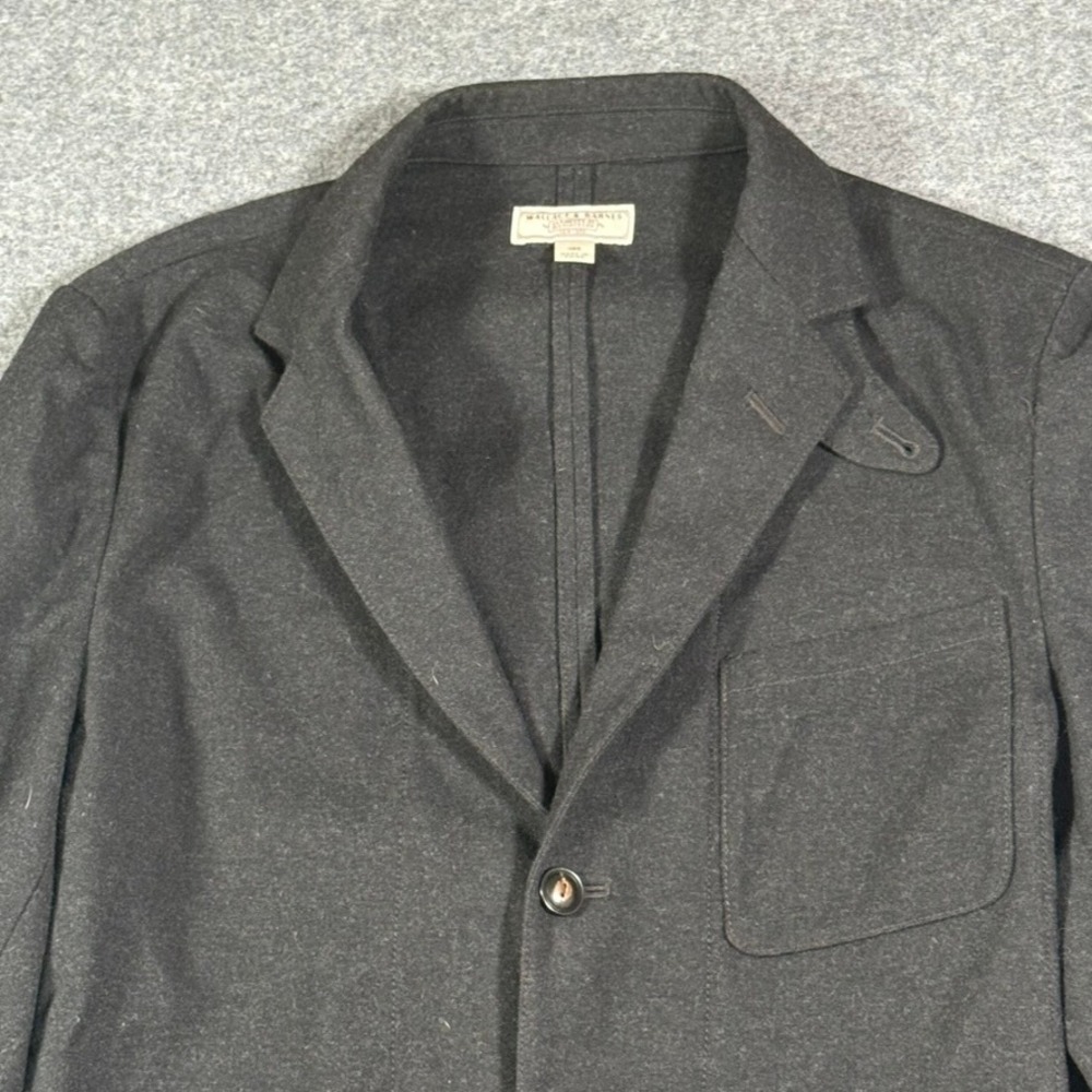 Wallace & Barnes Mens 38R S Charcoal Wool Blend Blazer Suede Elbow Patches Gray - Picture 3 of 10